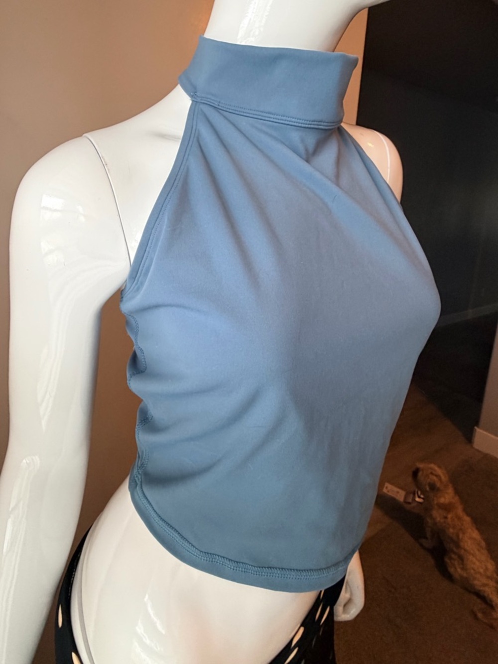 Sincerely Jules Dusty Blue High-Neck Crop Tank